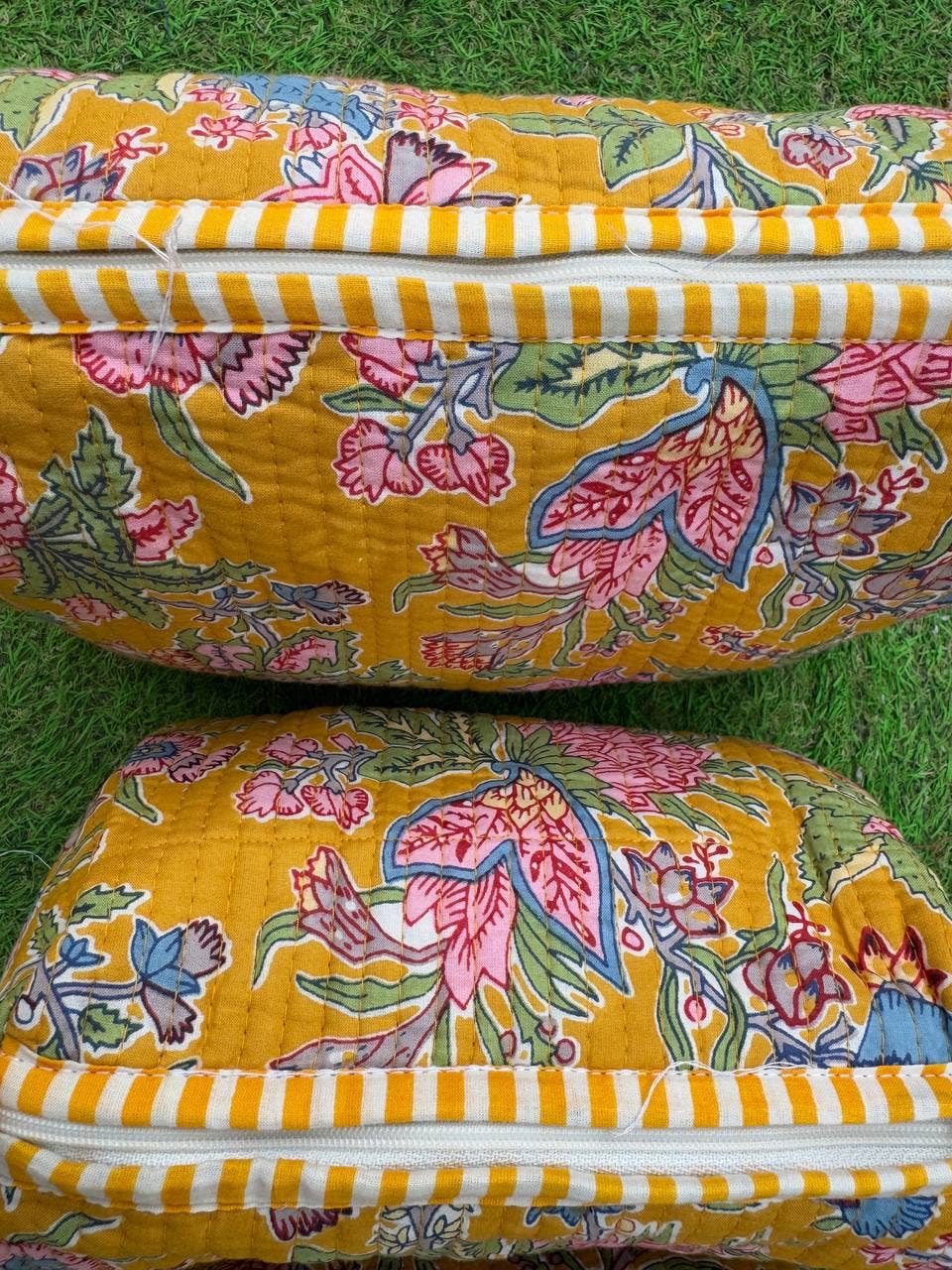 Beautiful Block Printed Bag Cotton Cosmetic Bag Quilted Bags