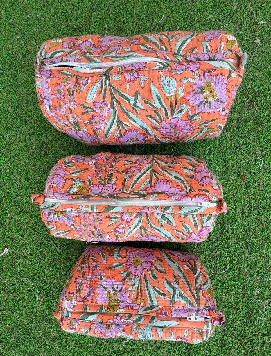 Handprint Toiletry Bag Women Bag Quilted Cotton Handmade Bag