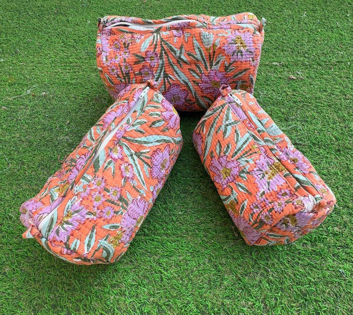 Handprint Toiletry Bag Women Bag Quilted Cotton Handmade Bag