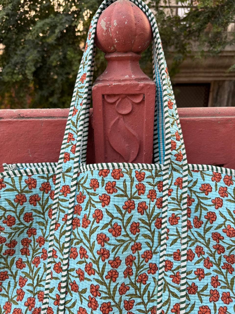 Small Floral Printed Bag Quilted Cotton Bag Tote Bag Travel