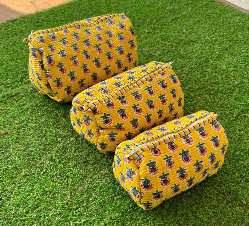 Printed Cotton Handmade Quilted Bag Toiletry Bag Travel Bags