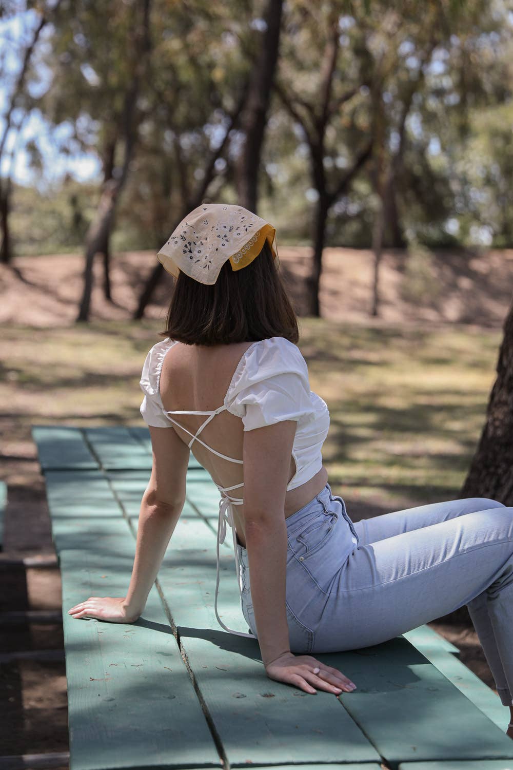 Vintage Two-Tone Bandana Scarf – Western-Inspired: Black/Mocha