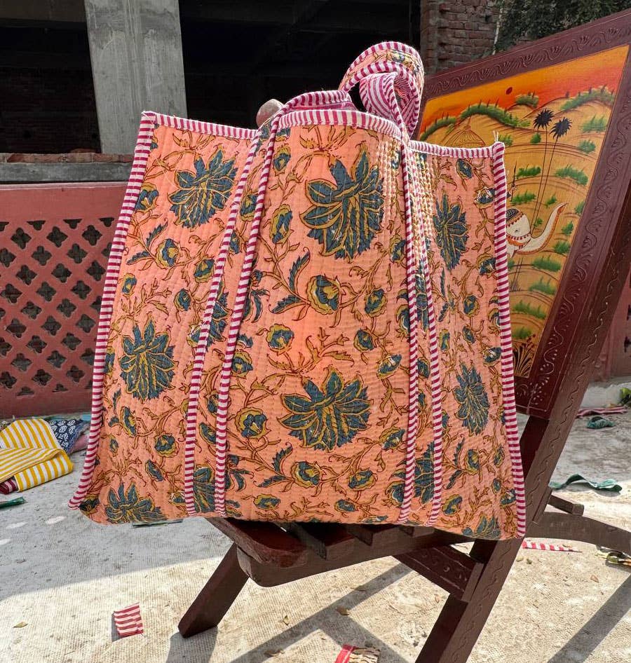 Handmade Cotton Bags Shopping Bag Quilted Printed Large Bags