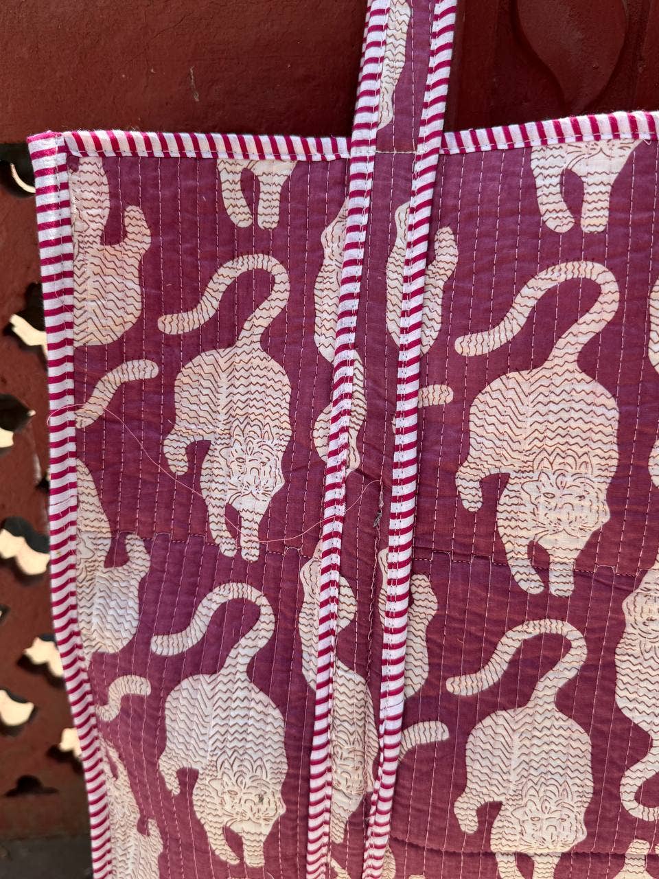 Tiger Printed Bag Cotton Quilted Bag Market Bag Shopping Bag