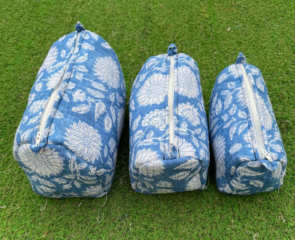 Cosmetic Bag Floral Print Indian Cotton Handmade Travel Bags