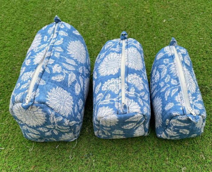 Cosmetic Bag Floral Print Indian Cotton Handmade Travel Bags