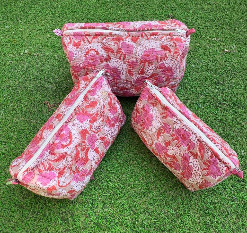 Pure Cotton Cosmetic Bag Floral Print Quilted Bag Women Bags