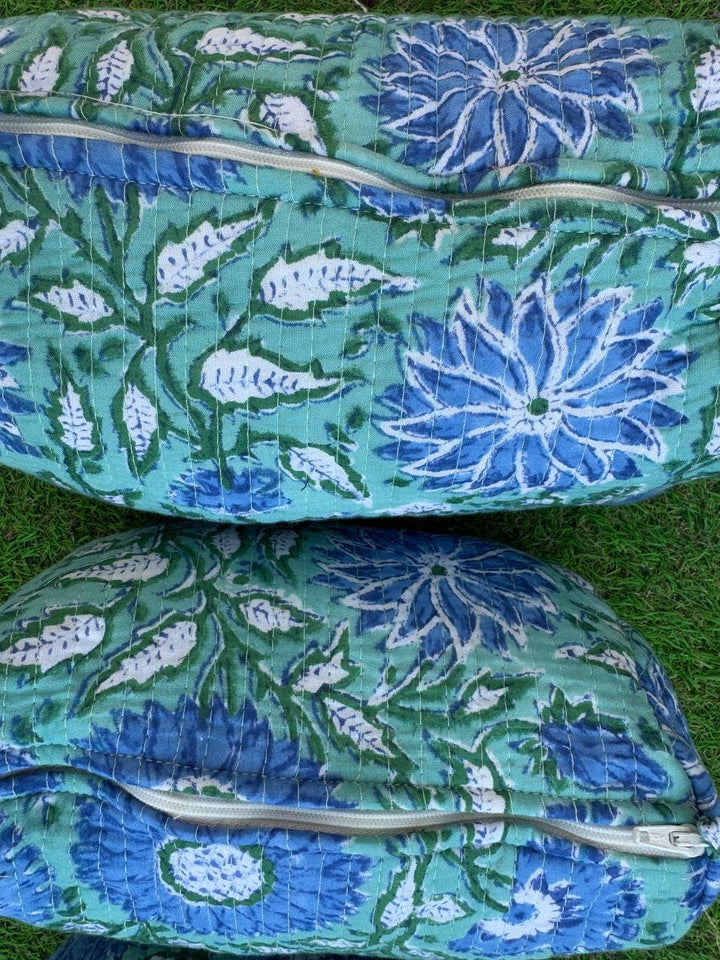 Sky Blue Block Printed Bag Indian Cotton Quilted Women Bags