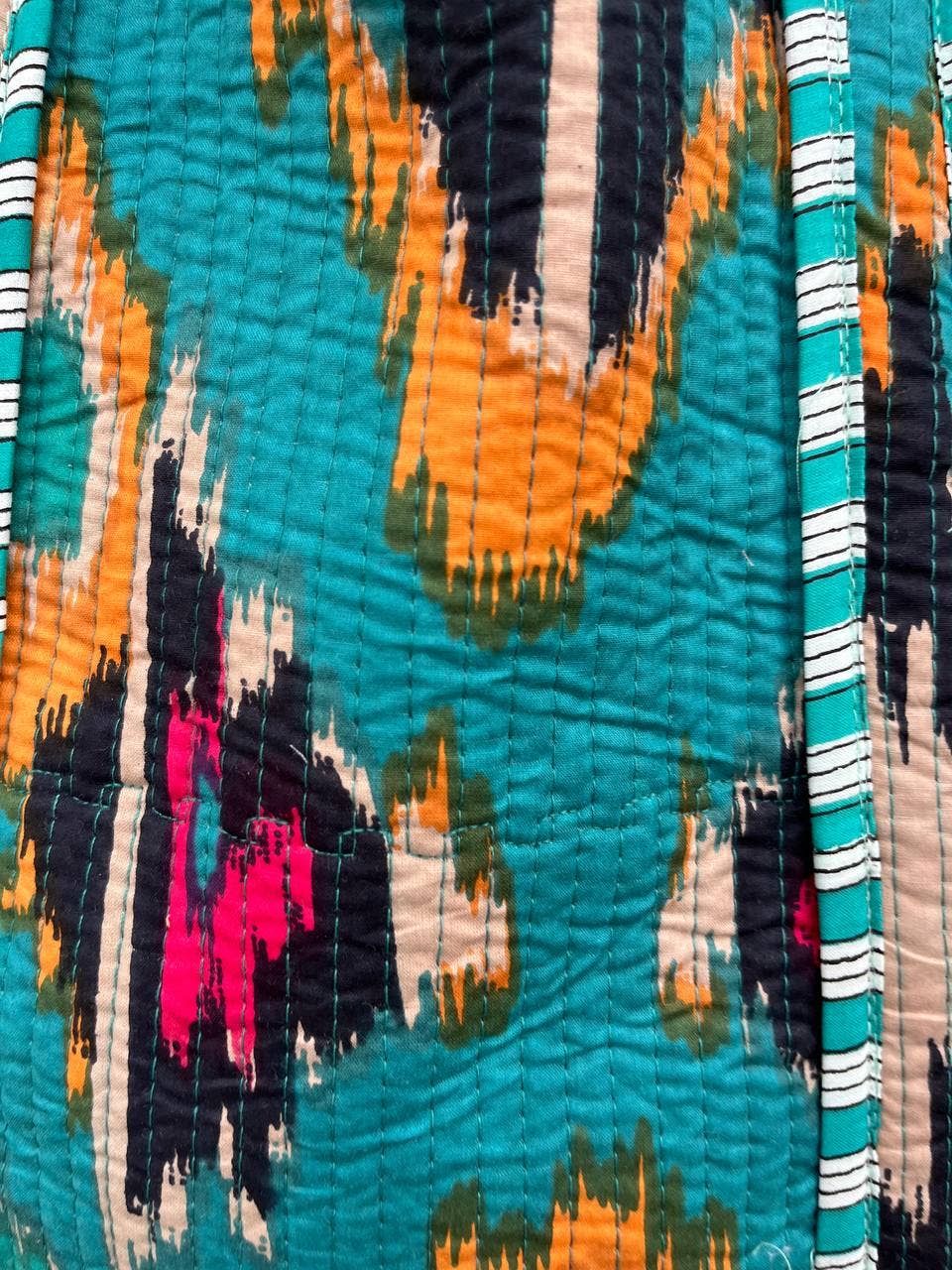 Ikat Print Tote Bags Indian Cotton Quilted Large Travel Bags