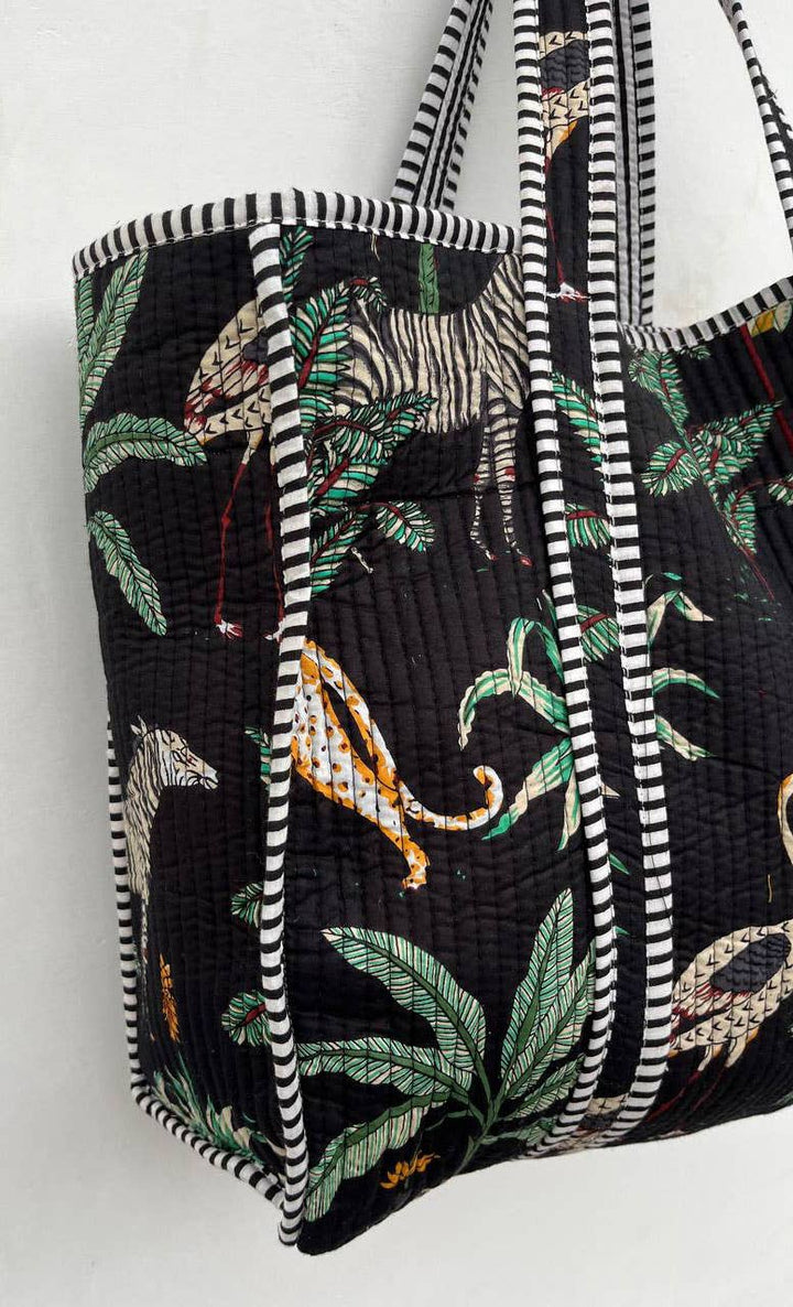 Jungle Printed Hand Bag Cotton Quilted Women Shoulder Bags