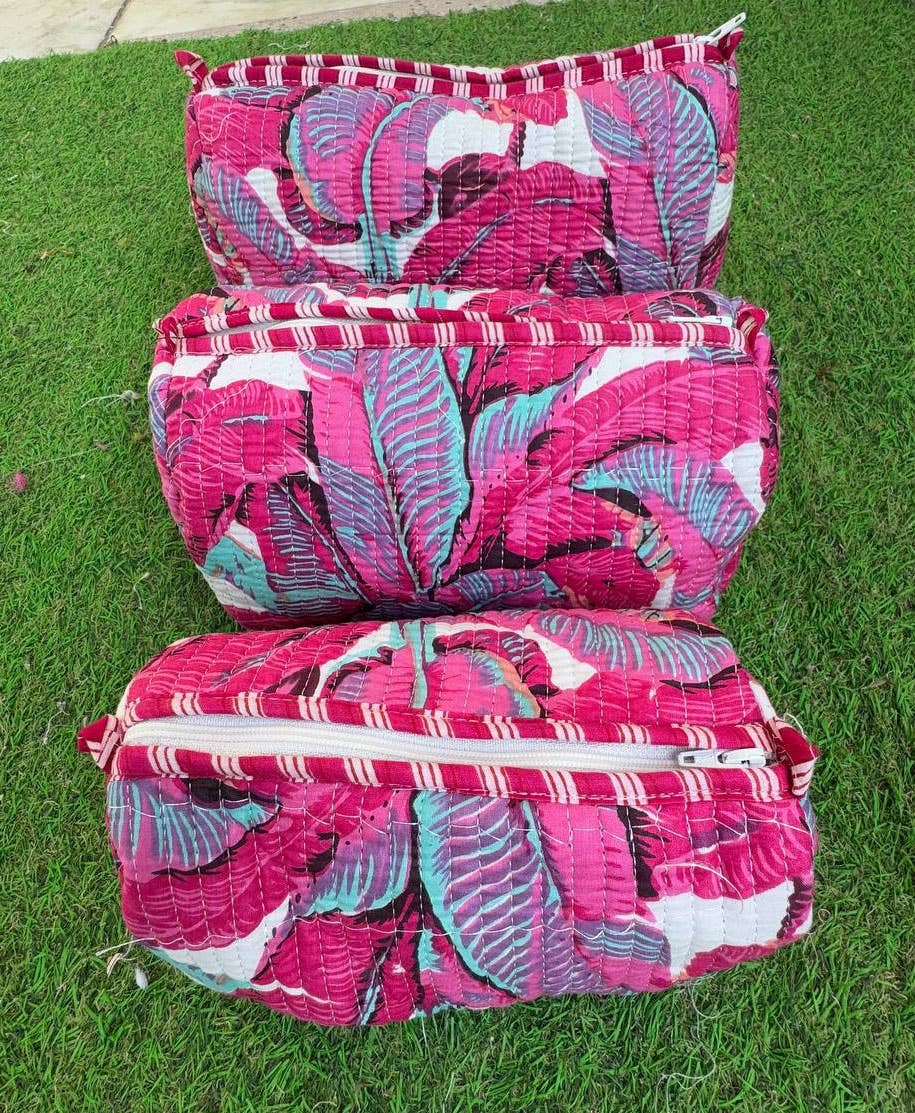 Leaf Print Beautiful Bag Cotton Bag Quilted Bag Cosmetic Bag