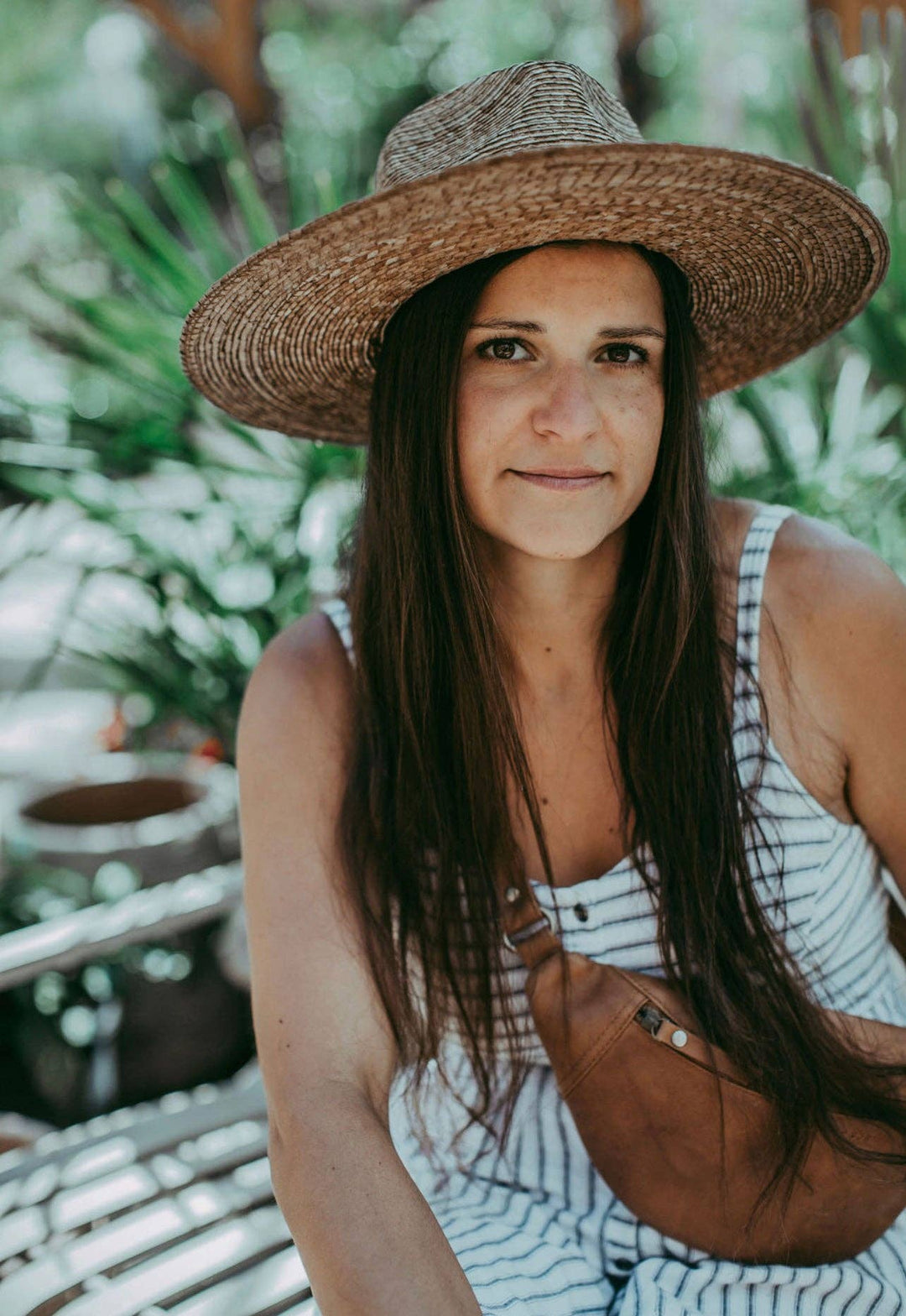 Sadie | Palm Straw Rancher Hat Wide Brim: M/L