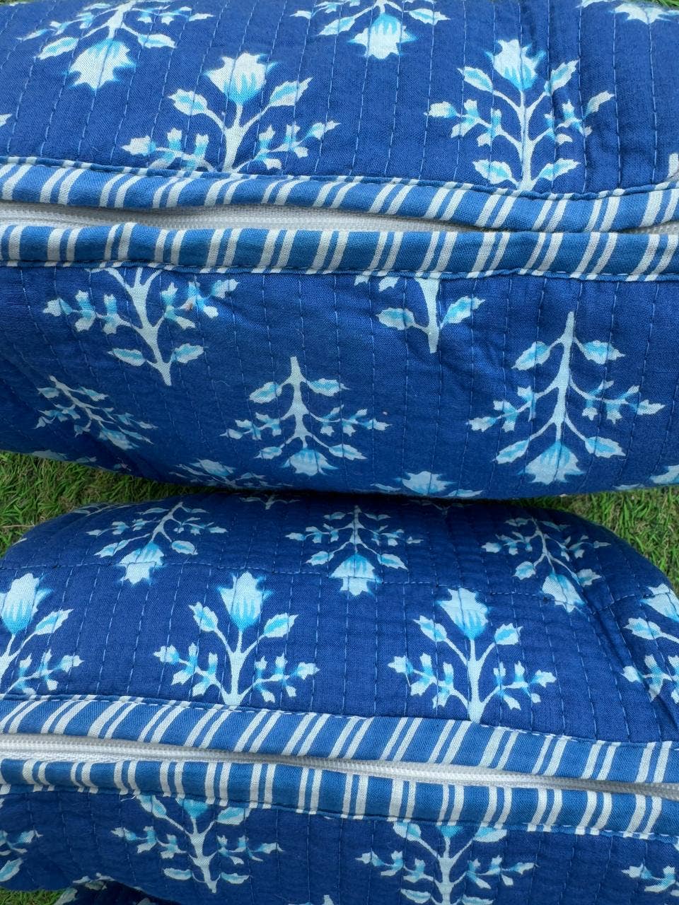 Quilted Make-Up Bag Cosmetic Pouch Block Print Toiletry Bags