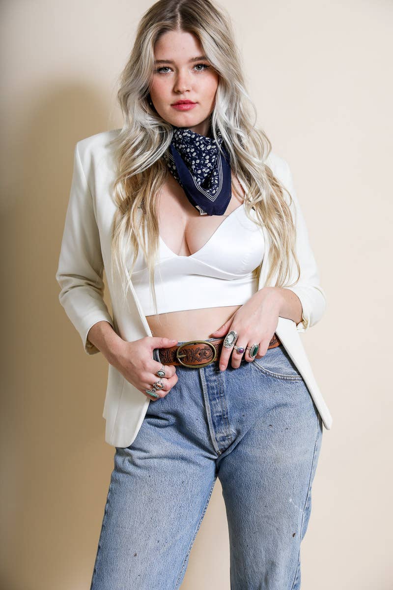 Cotton Field of Flowers Bandana - Muted Color Tones: Navy