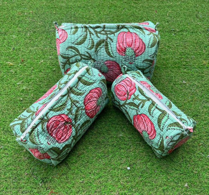 Stylish Bag Hand Block Print Quilted Cotton Bag Cosmetic Bag