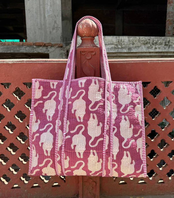 Tiger Printed Bag Cotton Quilted Bag Market Bag Shopping Bag