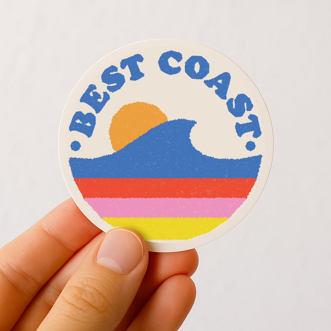 Best Coast Vinyl Sticker | California Surf Beach Decal 3"