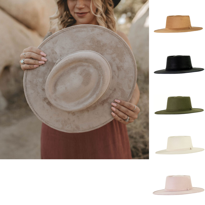Vegan Suede Crown Top Hats: Mocha