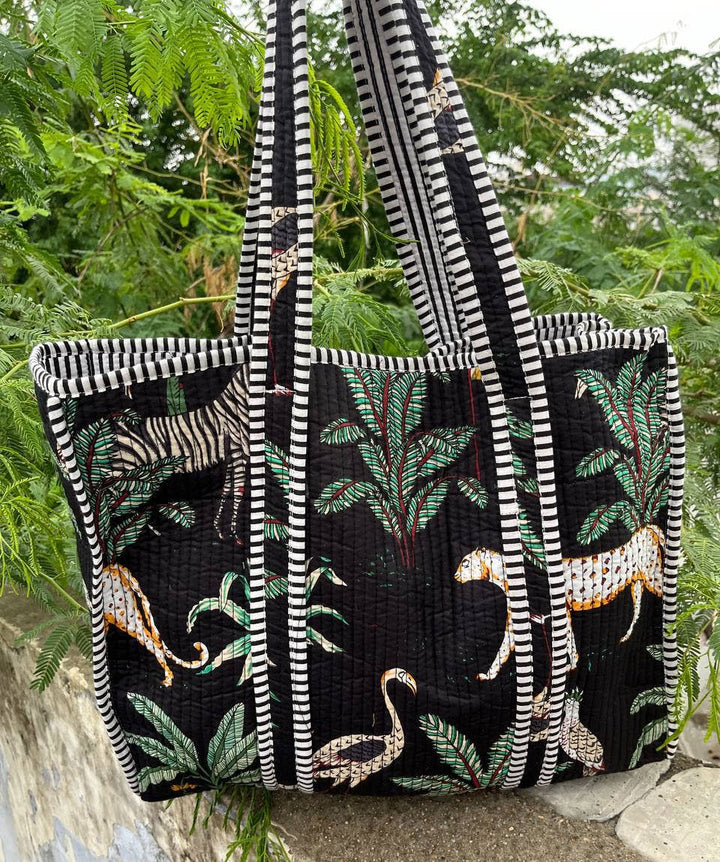 Jungle Printed Hand Bag Cotton Quilted Women Shoulder Bags