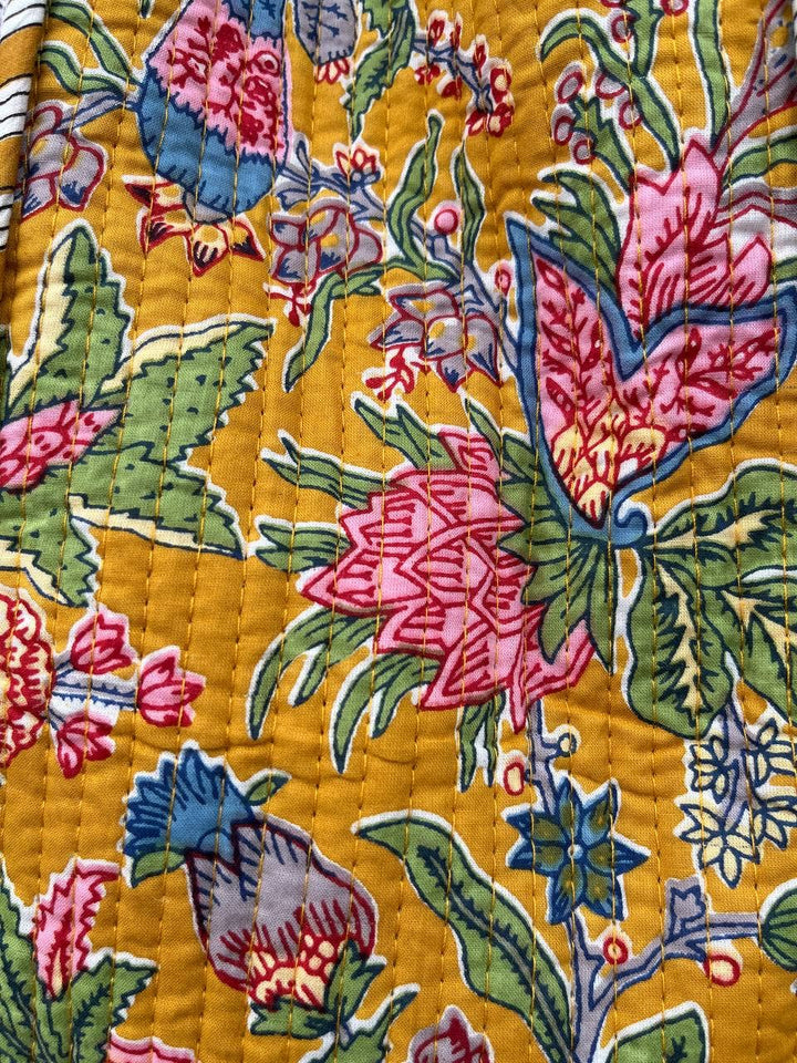 Indian Cotton Quilted Jhola Bag Floral Printed Shopping Bags