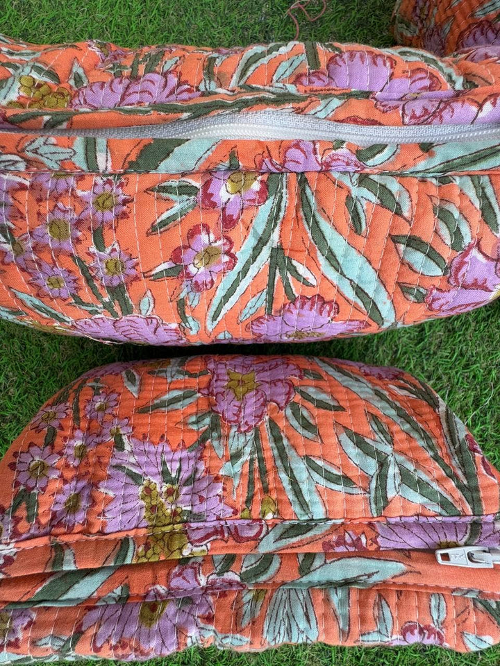 Handprint Toiletry Bag Women Bag Quilted Cotton Handmade Bag