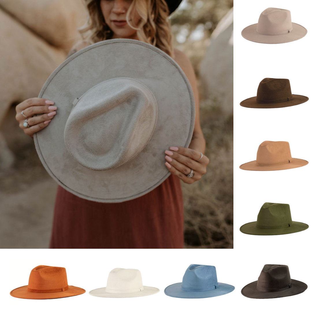 Vegan Suede Rancher Hat: Nude