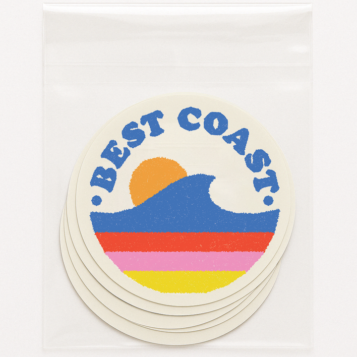Best Coast Vinyl Sticker | California Surf Beach Decal 3"