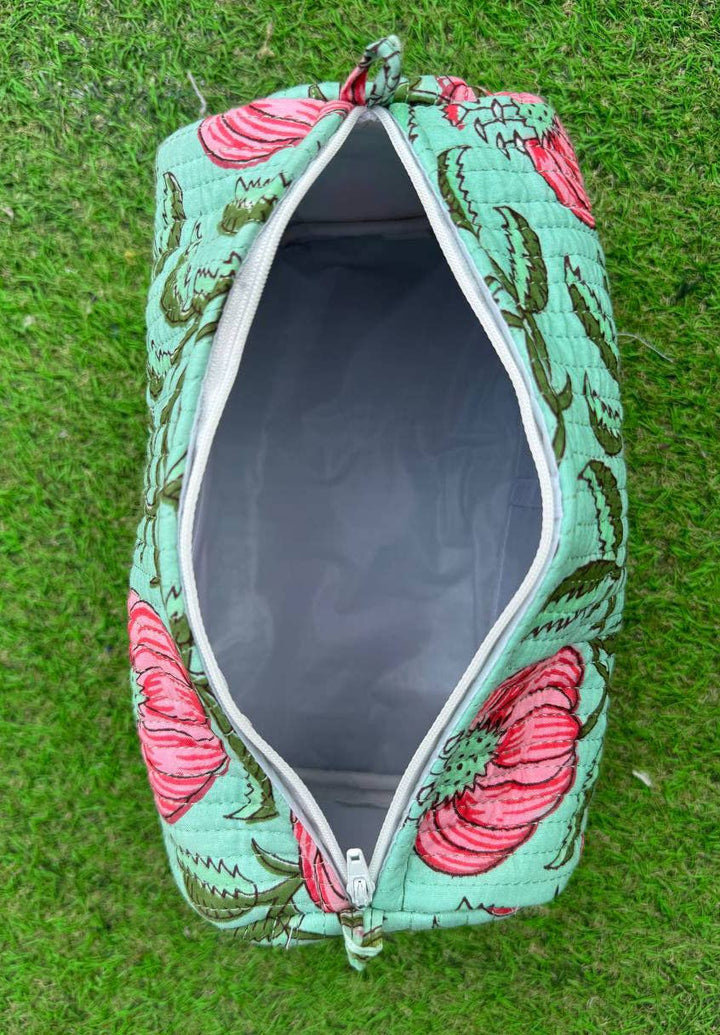 Stylish Bag Hand Block Print Quilted Cotton Bag Cosmetic Bag