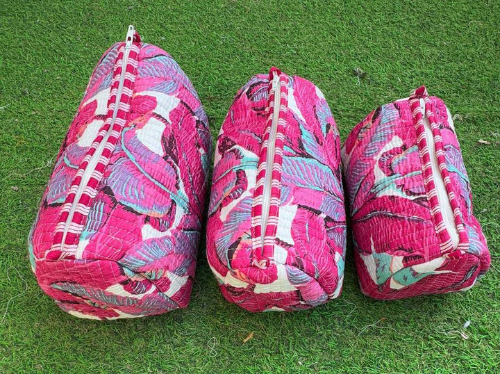 Leaf Print Beautiful Bag Cotton Bag Quilted Bag Cosmetic Bag