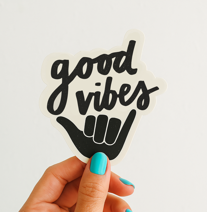 Good Vibes Shaka Hand Sticker | Surf Fun Vinyl Decal 3"
