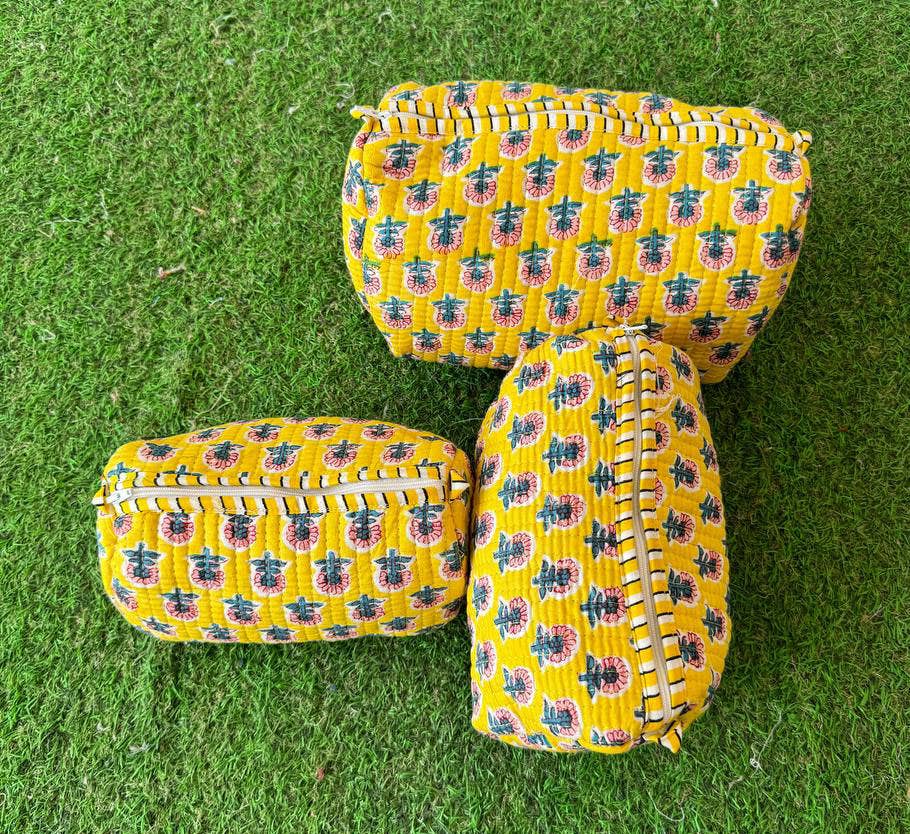 Printed Cotton Handmade Quilted Bag Toiletry Bag Travel Bags