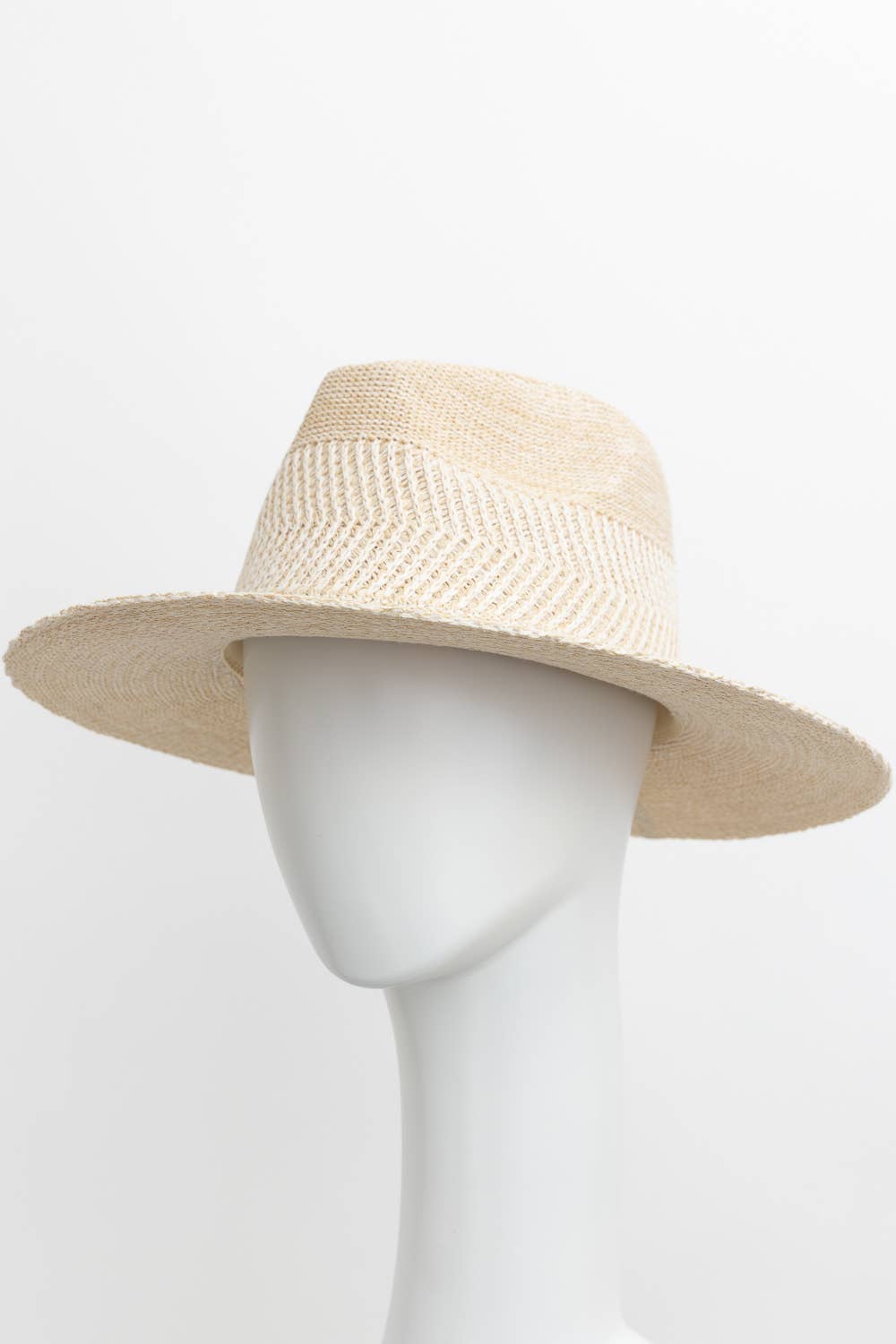 Pinched Front Wide Brim Western Style Hat: Natural