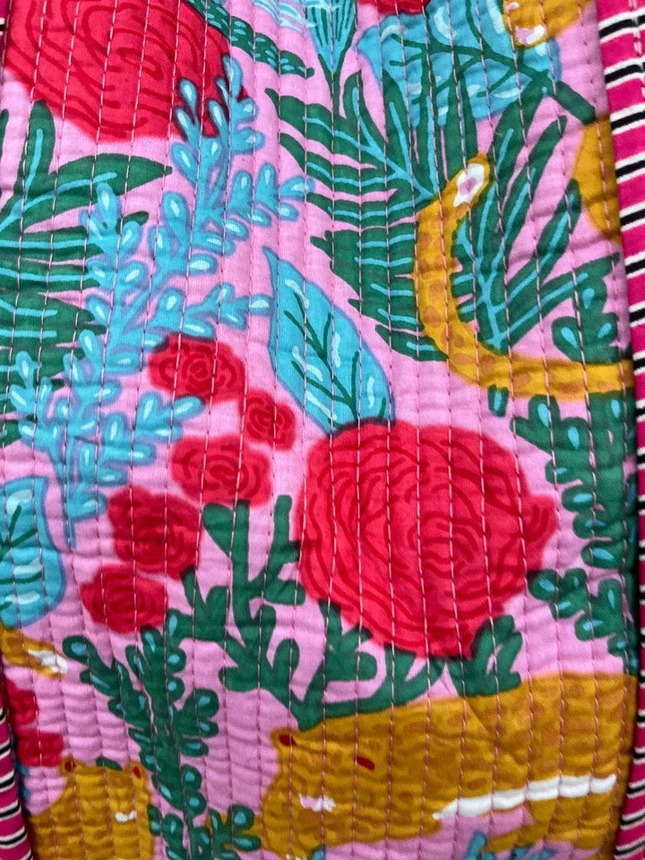 Beach Bag Quilted Cotton Shopping Bag Floral Printed Indian