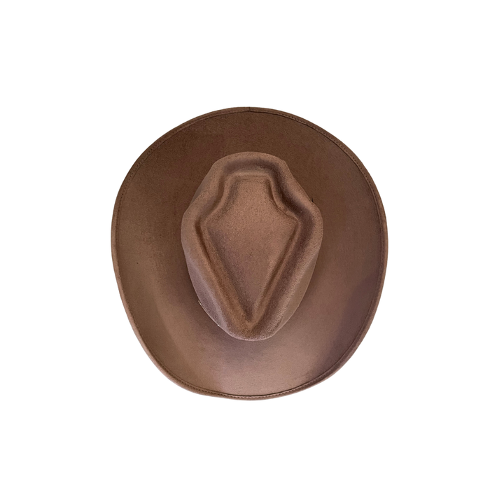 Unisex Vegan Suede Western Arrowhead Cowboy Hat: Taupe