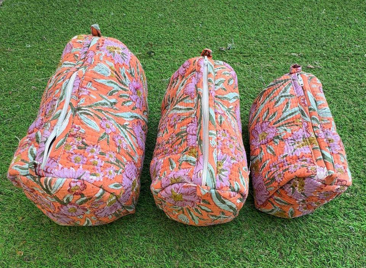 Handprint Toiletry Bag Women Bag Quilted Cotton Handmade Bag