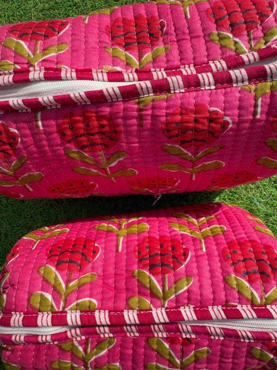 Assorted Cosmetic Bag Block Printed Indian Cotton Travel Bag