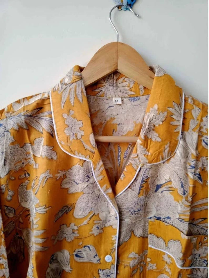 Floral Printed Pajama Set Cotton PJ Set Women Nightwear: S