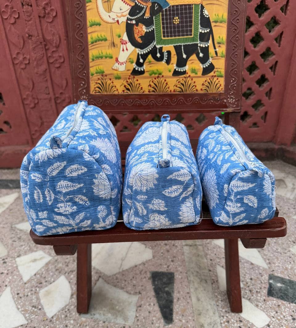 Cosmetic Bag Floral Print Indian Cotton Handmade Travel Bags