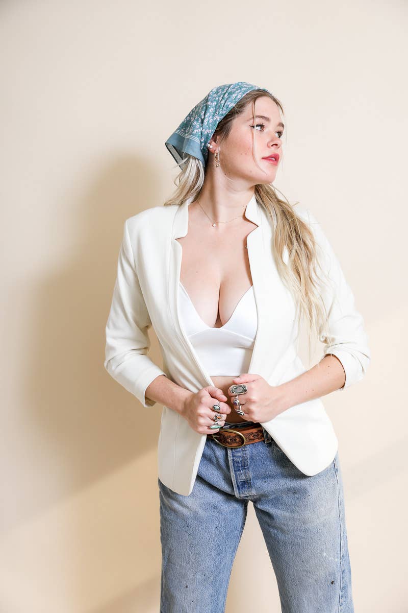 Cotton Field of Flowers Bandana - Muted Color Tones: Navy