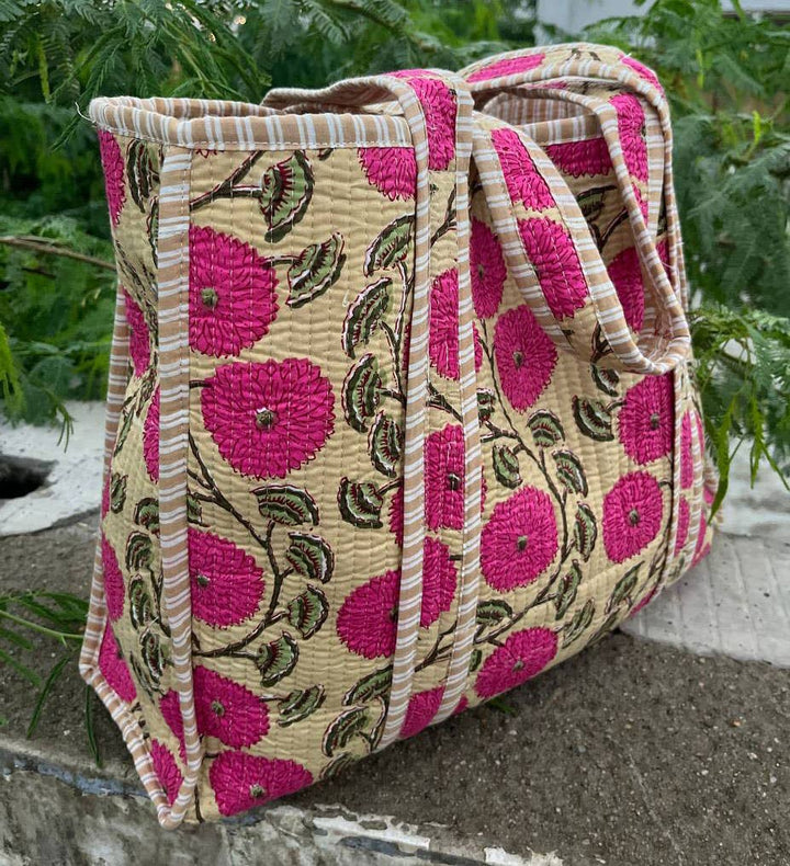 Make-up Bag Floral Printed Cotton Travel Quilted Grocery Bag