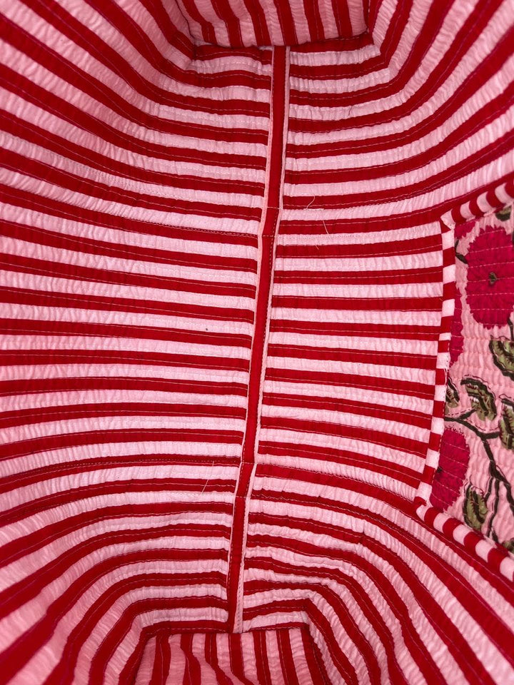 Women Shopping Bag Floral Printed Indian Cotton Quilted Bags