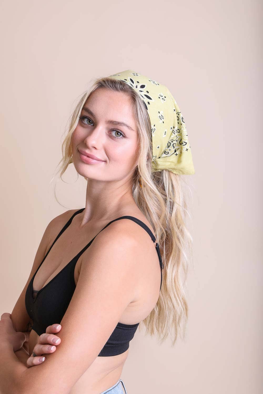 Muted Color Bandana - Perfect Summer & Everyday Accessory ☀️: Lemon
