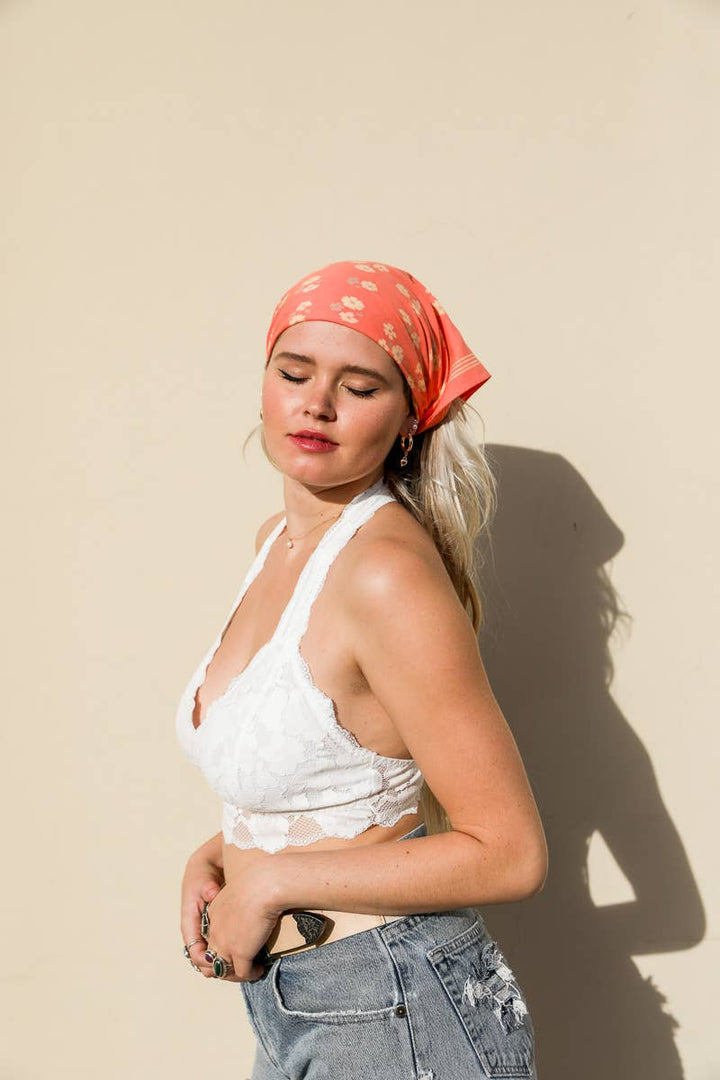 Floral Lightweight Bandana - Online Sales Favorite 🖥️: Coral