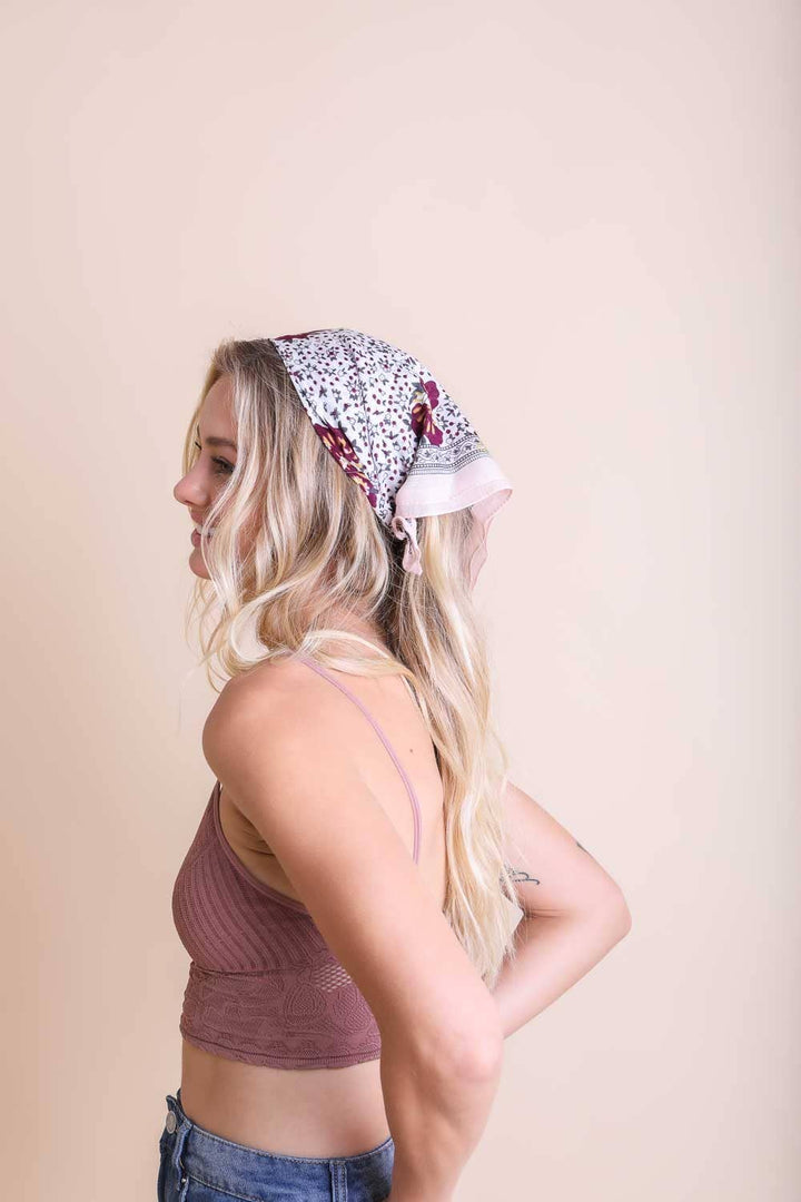 Orchid Floral Print Bandana: White