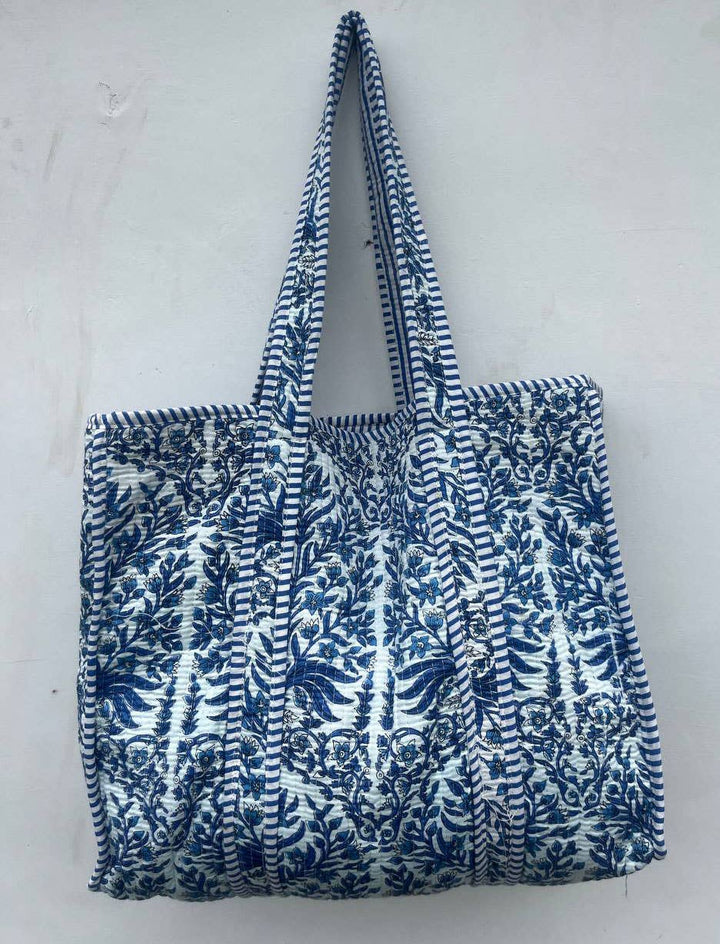 Women Shopping Bag Quilted Bag Hand Block Printed Tote Bags