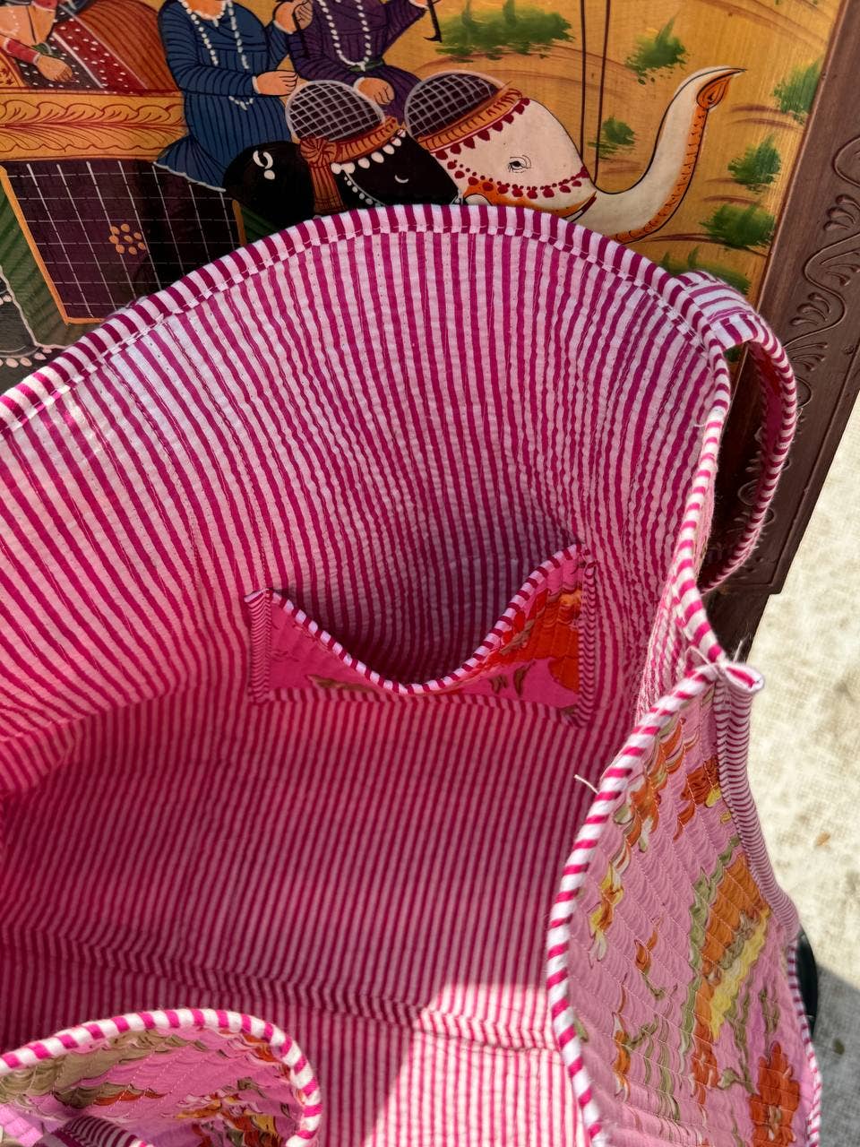 Jaipuri Block Printed Quilted Shopping Bag Indian Cotton Bag