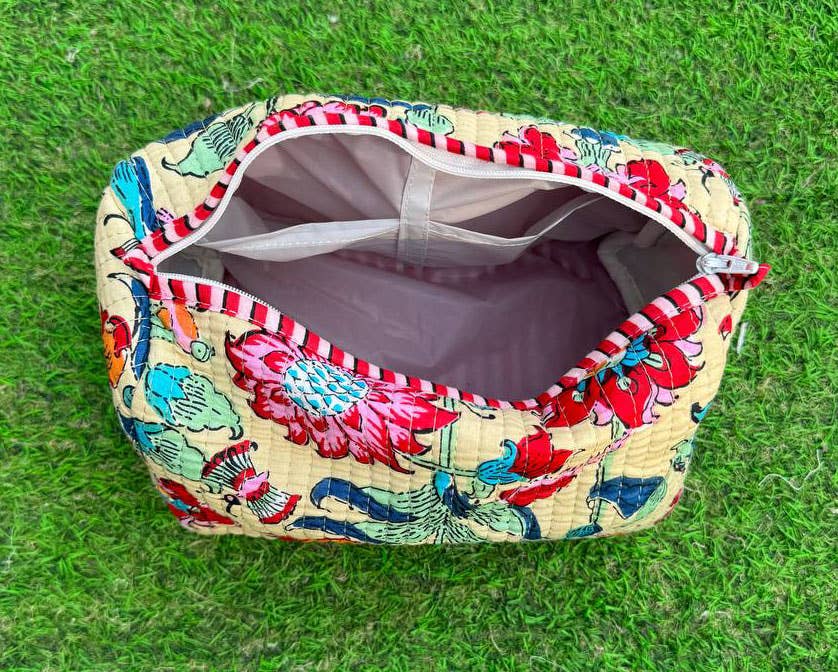 Colorful Floral Printed Bag Cotton Quilted Bag Toiletry Bags