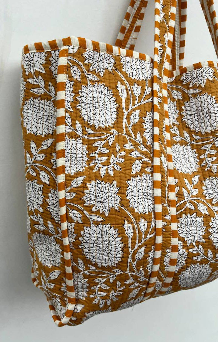 Colorful Travel Bag Floral Hand Block Printed Beautiful Bags