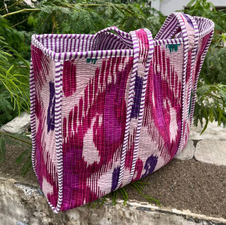 Ikat Print Hippie Bag Weekend Bag Cotton Quilted Carry Bags