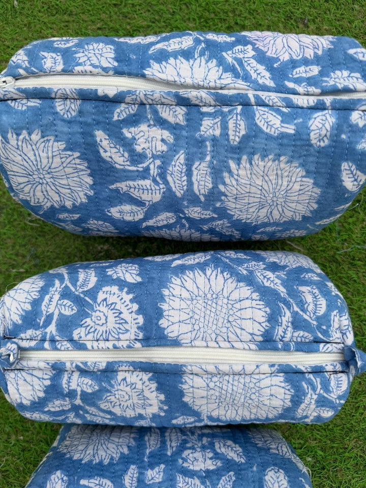 Cosmetic Bag Floral Print Indian Cotton Handmade Travel Bags